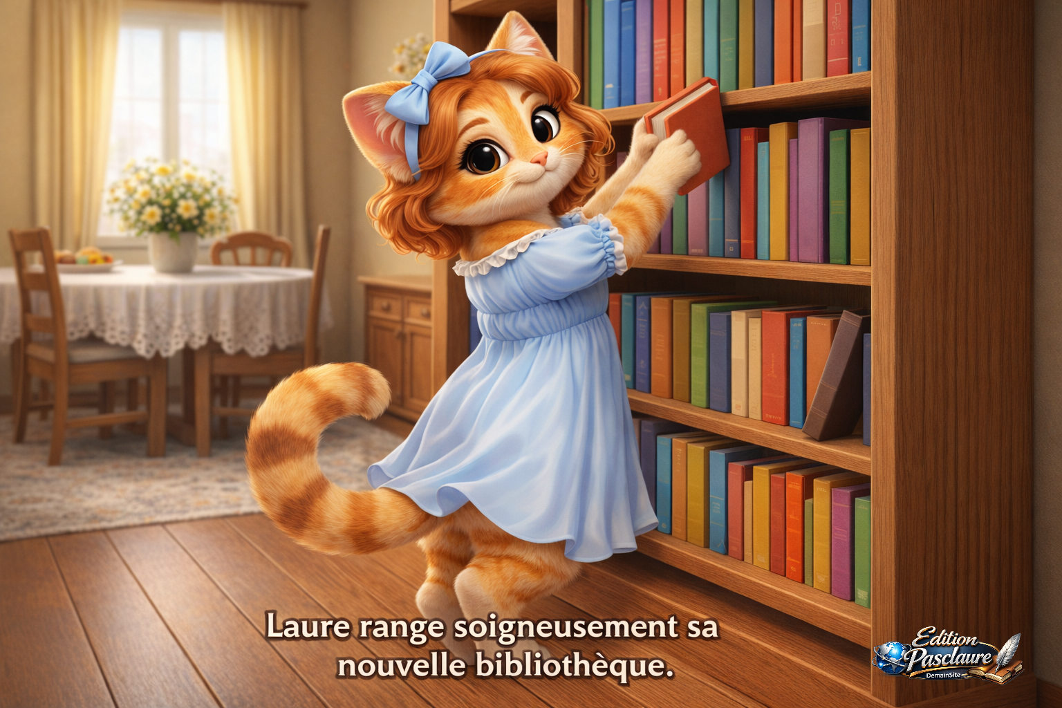 Laure Chador organise soigneusement sa bibliothèque